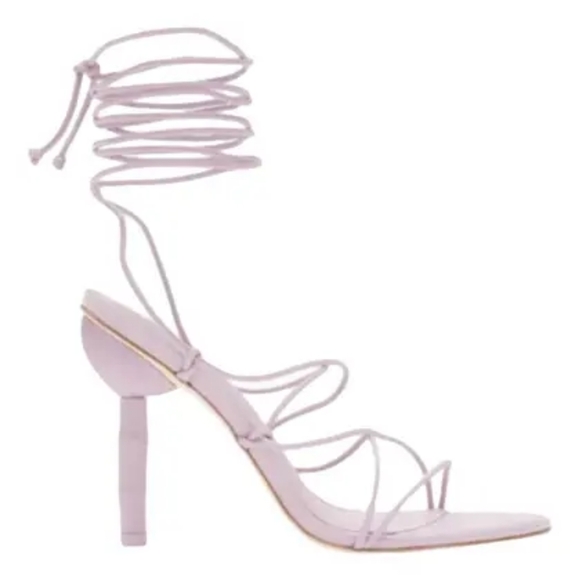 Cult Gaia Soleil Ankle-Wrap Leather Sandals In Lavender Shoes